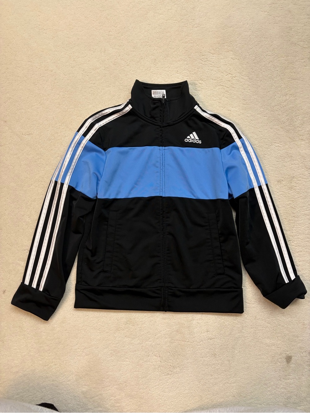 adidas Kids Black & Light Blue Puffer-Style Track Jacket